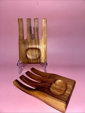 Wooden Salad Hands Serving Set - Natural Brown